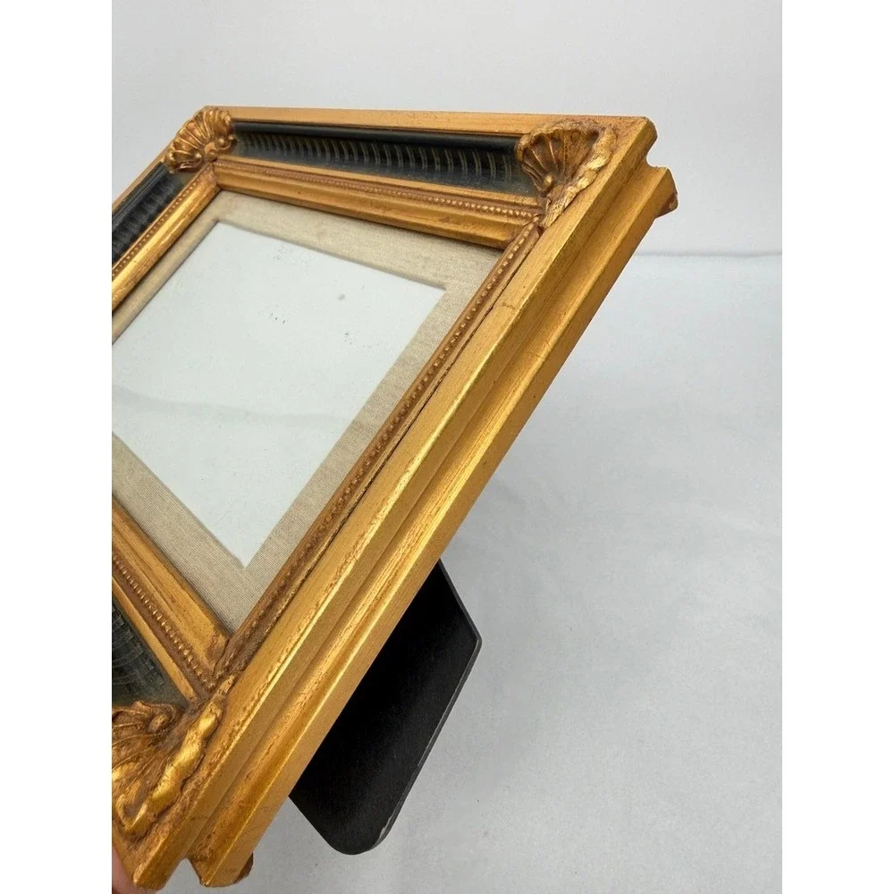 Burnes of Boston Picture Frame Gold Black Ornate Shell Corner Scrollwork Baroque